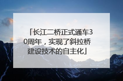 长江二桥正式通车30周年，实现了斜拉桥建设技术的自主化